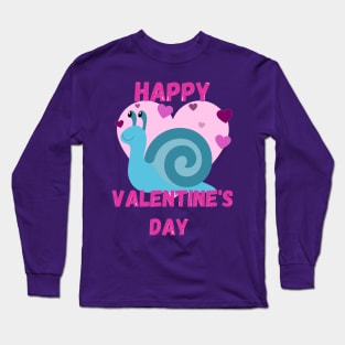 Blue Happy Valentines Day - Snail Long Sleeve T-Shirt